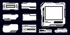 the silhouettes of different electronic devices are shown in this set, including a computer screen and