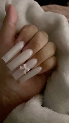 Basic Long Nails, Milky Nails, French Tip Acrylic Nails