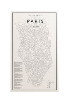 a map of paris with all the streets and major cities on it's side