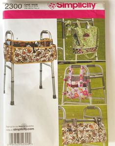 the sewing pattern for an ironing board and chair is shown in two different styles