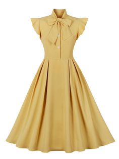 30-70% OFF✓ Fast Shipping✓The 1950s solid ruffle sleeve bow neck dress combines ruffled sleeves with a bow neck for a charming and elegant retro-inspired outfit. 1950s Dresses, Robes Vintage, 50s Style, Vintage 1950s Dresses, Ruffle Sleeve Dress, Rockabilly Dress, Vestidos Vintage, Dress Cocktail, Butterfly Sleeves