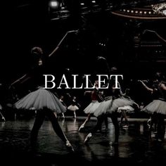 ballet dancers in white tutus with the words ballett overlayed on them