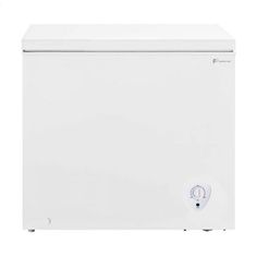 a white chest freezer on a white background