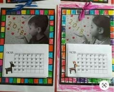 two calendars with pictures of children on them