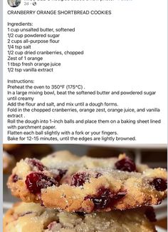 the recipe for cranberry orange shortbread cookies