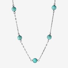 Bead Type: TurquoiseIncluded: 1 Necklace(s)Features: Nickel FreeJewelry Closure: Spring Ring ClaspLink Construction: SolidStone Cut: RoundStone Millimeter Measurement: 6 Mm LengthMetal Color: WhiteChain Length: 16 InchChain Width: 6 MillimetersChain Gauge: 030Extender Length: 2 InchMetal: Sterling SilverChain Construction: LinkCare: Wipe CleanStone Type: 5 Enhanced TurquoiseAuthenticity: Enhanced TurquoiseNecklace Type: Beaded NecklacesCountry of Origin: Imported Simple Beaded Necklace, Simple Beaded Necklaces, Silver Beaded Necklace, Turquoise Bead Necklaces, Silver Bead Necklace, Beading Ideas, Beaded Necklaces, Turquoise Beads, Blue Turquoise