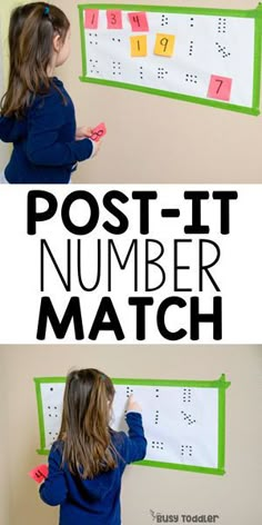 Post-It Number Match #busytoddler #toddler #toddleractivity #easytoddleractivity #indooractivity #toddleractivities #preschoolactivities  #homepreschoolactivity #playactivity #preschoolathome Small Group Math Preschool, Kindergarten Homeschool Math Activities, Counting To 20 Preschool Activities, Numbers And Operations Kindergarten, Number Math Activities Preschool, Math Preschool Center Ideas, Number Vs Letter Activity, Preschool Concepts Activities, Magnet Number Activities