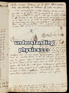 an old book with writing on it that says, understanding physics > >?