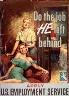 an advertisement for the u s employment service shows a woman sitting on a couch with her arm around a man's shoulder