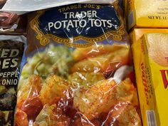 trader joe's potatoes and other foods are on display