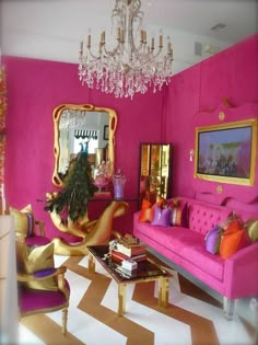 Pantone Color of 2023 - Viva Magenta - Interior Design Trends Maximalist Interior Design, Pink Interiors, Colorful Rooms, Eclectic Interior Design, Pink Living Room