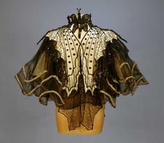 458: PINGAT JET BEADED BUTTERFLY EVENING CAPE, 1890's. Emile Pingat, Totinos Pizza, Fleurs Art Nouveau, Attic Window, 1890s Fashion, Beaded Butterfly, Magical Things, Pizza Rolls, Vintage Skirts