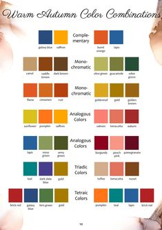 the color chart for warm autumn colors