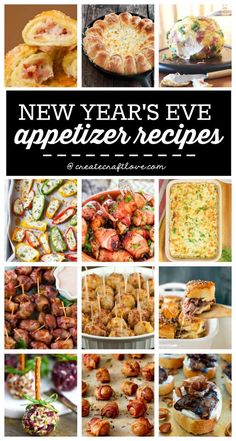 new year's eve appetizer recipes collage with text overlays