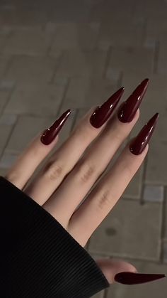 Vampire Nails, Dark Red Nails, Goth Nails, Grunge Nails, Soft Nails, Red Nail, Chic Nails, Types Of Nails