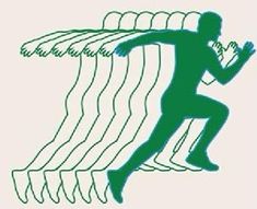 the silhouette of a running man is depicted in this green and white illustration, which appears to be part of a series of images