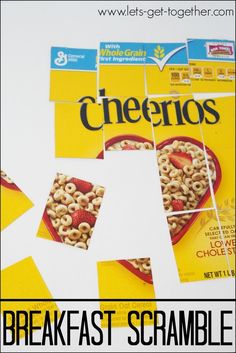 the cereal box has been cut into squares