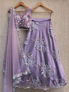 Lavender Lehenga, Handmade Dupatta, Purple Lehenga, Hand Embroidered Blouse, Lehenga Pattern, Net Lehenga