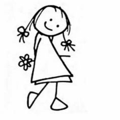 a drawing of a girl with flowers in her hand