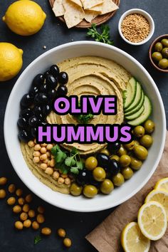 A photo of a  Olive Hummus which is a type of hummus bowl Olive Hummus, Power Bowls, Hummus Recipe