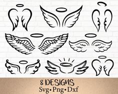 8 angel wings svg dxf files