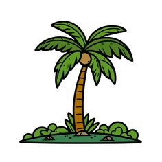 a cartoon palm tree on an island