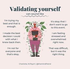 Validate Yourself, External Validation, Mental Health Facts, Mental Health Therapy, Self Care Bullet Journal, Writing Therapy, Emotional Awareness, Positive Self Affirmations, Wholesome Memes