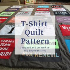 the t - shirt quilt pattern is designed and created by the sheridan shop