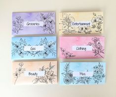 four soap bars with flowers on them and labels that say good, bad, grooies, globs, gess