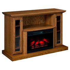 an entertainment center with a fireplace in it