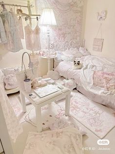 #cute #bedroom Room Decor Soft Aesthetic, Pretty Rooms Bedrooms, Wonyoungism Bedroom, Angelcore Bedroom, Cute Beds, Cute Room Aesthetic, Cute Bedrooms, Pink Room Aesthetic, Cute Rooms