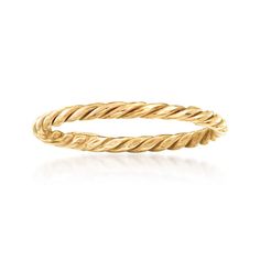 18kt Yellow Gold Rope Ring | Ross-Simons Interlocking Circle Necklace, Rope Ring, Rope Rings, Gold Heart Ring, Knot Stud Earrings, Yellow Gold Wedding Ring, Gold And Silver Rings, White Gold Wedding Rings, Silver Jewellery Sets