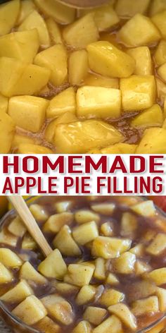 homemade apple pie filling in a glass bowl