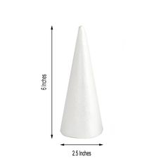 a white plastic cone is shown with measurements