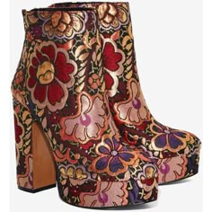 Tall Ankle Boots, Boots Png, Flower Boots, Funky Shoes, Boots Platform, Block Heel Ankle Boots, Rounded Toe Boots, Block Heel Boots, Toe Boots