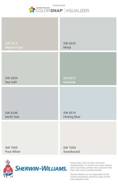 the color scheme for sheryln - williams's new paint colors, including gray and