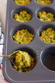 a muffin tin filled with cupcake batter