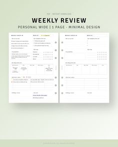 the printable weekly planner is open to show information about what's in it