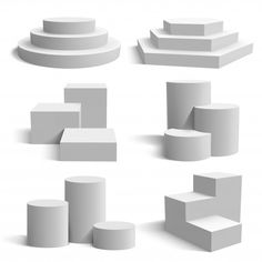 various shapes and sizes of white boxes on a white background illustration for your design stock photo