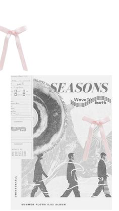 a piece of paper with the words seasons on it and an image of two people walking