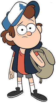 the cartoon character person is wearing a baseball cap and carrying a backpack with one hand