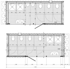 the floor plan for a bathroom with two toilets and a toilet seat on one side