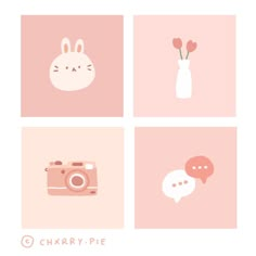 four different pictures with flowers, a camera and an animal on it's face