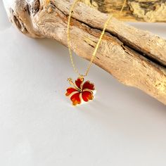 Red Flower Pendant Jewelry With Charm, Red Flower Pendant Jewelry With Flower Charm, Red Necklace With Flower Charm Pendant, Hibiscus Jewelry, Hawaiian Nature, Hibiscus Necklace, Butterfly Charm Bracelet, Necklace Combo, Crystal Bead Jewelry