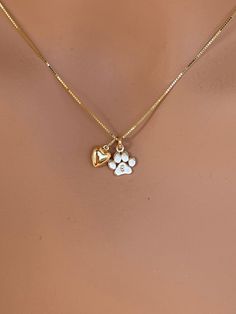 Paw Print Heart, Heart Pendent, Swarovski Jewelry Necklace, Paw Heart, Paw Print Necklace, Paw Print Charm, Lovers Necklace, Girly Accessories, I Love Jewelry