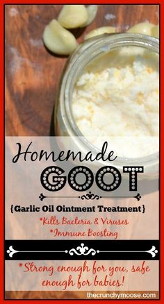 Homemade GOOT (garlic oil treatment) - Easy & effective immune booster - thecrunchymoose.com Garlic Oil, Diy Remedies, Vicks Vaporub, Natural Cough Remedies, Holistic Remedies, Cold Remedies, Homeopathic Remedies, Homemade Remedies, Natural Health Remedies