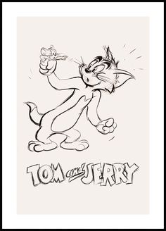 an ink drawing of tom and jerry from the animated movie tom and jerry, with text that reads tom and jerry