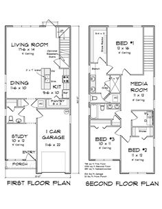 two story house plan with second floor