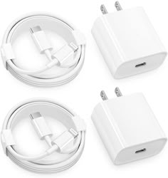 three white plugs connected to each other on a white surface