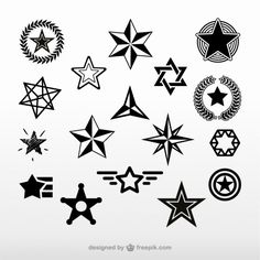 an assortment of star tattoos on a white background